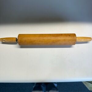 Authentic Classic Vintage Wood Rolling Pin With Rotating Handles